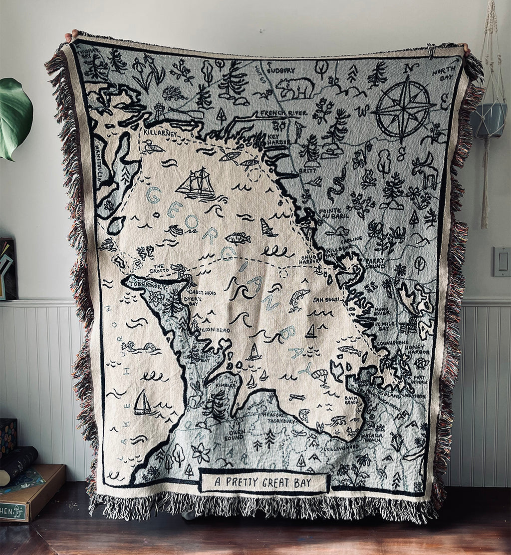 Woven Map Blanket | GBAYCo. Pointe Au Baril Edition